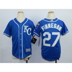 MLB Kansas City Royals 27 Alternate Blue KC 2015 Cool Base Youth Jersey