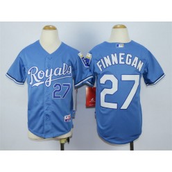 MLB Kansas City Royals 27 Brandon Finnegan Light Blue Cool Base Baseball Youth Jersey