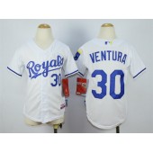 MLB Kansas City Royals 30 Yordano Ventura White Youth Jersey