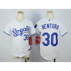 MLB Kansas City Royals 30 Yordano Ventura White Youth Jersey