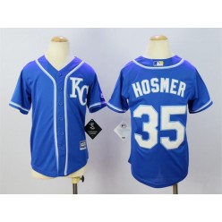 MLB Kansas City Royals 35 Eric Hosmer Alternate Blue KC 2015 Cool Base Youth Jersey
