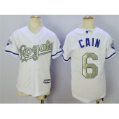 MLB Kansas City Royals 6 Lorenzo Cain White World Series Champions Gold Program Majestic Youth Jersey