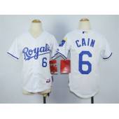 MLB Kansas City Royals 6 Lorenzo Cain White Youth Jersey