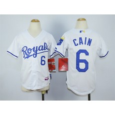 MLB Kansas City Royals 6 Lorenzo Cain White Youth Jersey