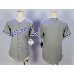 MLB Kansas City Royals Blank Grey Road 2015 Cool Base Youth Jersey