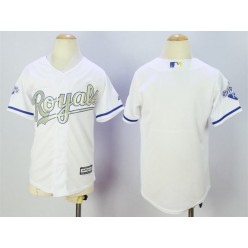 MLB Kansas City Royals Blank White World Series Champions Gold Program Majestic Youth Jersey
