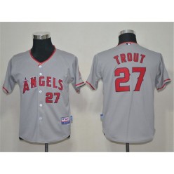 MLB Los Angeles Angels 27 Mike Trout Grey Youth Jersey