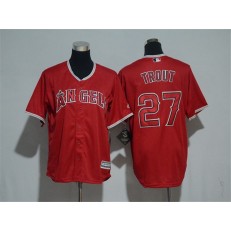 MLB Los Angeles Angels 27 Mike Trout Red Cool Base Stitched Youth Jersey