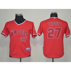 MLB Los Angeles Angels 27 Mike Trout Red Youth Jersey