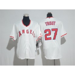 MLB Los Angeles Angels 27 Mike Trout White Cool Base Stitched Youth Jersey