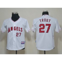 MLB Los Angeles Angels 27 Mike Trout White Youth Jersey