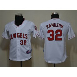 MLB Los Angeles Angels 32 Hamilton White Cool Base Youth Jersey