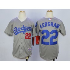 MLB Los Angeles Dodgers 22 Clayton Kershaw 2014 Gray Youth Jersey