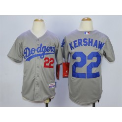 MLB Los Angeles Dodgers 22 Clayton Kershaw 2014 Gray Youth Jersey