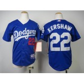 MLB Los Angeles Dodgers 22 Clayton Kershaw Blue Youth Jersey