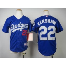 MLB Los Angeles Dodgers 22 Clayton Kershaw Blue Youth Jersey