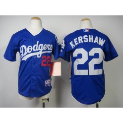 MLB Los Angeles Dodgers 22 Clayton Kershaw Blue Youth Jersey