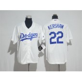 MLB Los Angeles Dodgers 22 Clayton Kershaw White Cool Base Stitched Youth Jersey