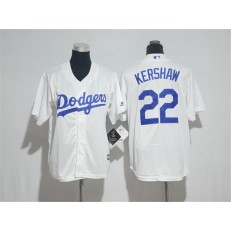 MLB Los Angeles Dodgers 22 Clayton Kershaw White Cool Base Stitched Youth Jersey