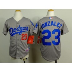 MLB Los Angeles Dodgers 23 Adrian Gonzalez 2014 Gray Youth Jersey