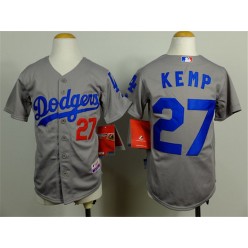 MLB Los Angeles Dodgers 27 Matt Kemp 2014 Gray Youth Jersey