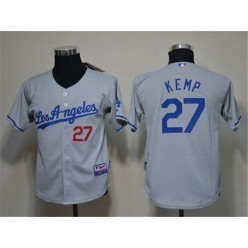 MLB Los Angeles Dodgers 27 Matt Kemp Grey Youth Jersey