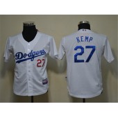MLB Los Angeles Dodgers 27 Matt Kemp White Cool Base Youth Jersey