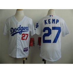MLB Los Angeles Dodgers 27 Matt Kemp White Youth Jersey