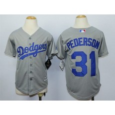 MLB Los Angeles Dodgers 31 Joc Pederson Away Gray 2015 Cool Base Youth Jersey