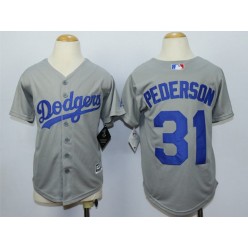 MLB Los Angeles Dodgers 31 Joc Pederson Away Gray 2015 Cool Base Youth Jersey