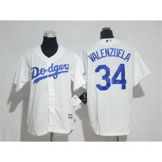MLB Los Angeles Dodgers 34 Fernando Valenzuela White Cool Base Stitched Youth Jersey