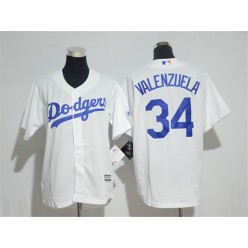 MLB Los Angeles Dodgers 34 Fernando Valenzuela White Cool Base Stitched Youth Jersey