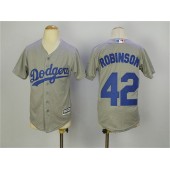 MLB Los Angeles Dodgers 42 Jackie Robinson Away Gray 2015 Cool Base Youth Jersey