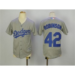 MLB Los Angeles Dodgers 42 Jackie Robinson Away Gray 2015 Cool Base Youth Jersey