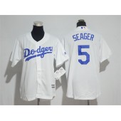 MLB Los Angeles Dodgers 5 Corey Seager White Cool Base Stitched Youth Jersey