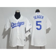 MLB Los Angeles Dodgers 5 Corey Seager White Cool Base Stitched Youth Jersey