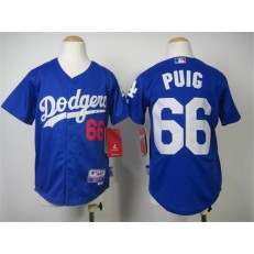 MLB Los Angeles Dodgers 66 Yasiel Puig Blue Youth Jersey
