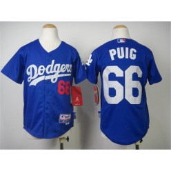 MLB Los Angeles Dodgers 66 Yasiel Puig Blue Youth Jersey