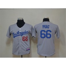 MLB Los Angeles Dodgers 66 Yasiel Puig Grey Youth Jersey