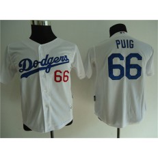 MLB Los Angeles Dodgers 66 Yasiel Puig White Cool Base Youth Jersey