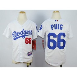 MLB Los Angeles Dodgers 66 Yasiel Puig White Youth Jersey