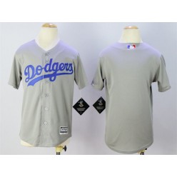 MLB Los Angeles Dodgers Blank Grey Cool Base Youth Jersey