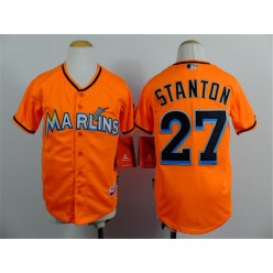MLB Miami Marlins 27 Mike Stanton Orange Youth Jersey