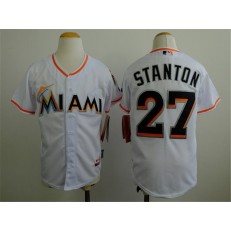 MLB Miami Marlins 27 Mike Stanton White Youth Jersey