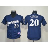 MLB Milwaukee Brewers 20 Jonathan Locroy Blue Cool Base Youth Jersey