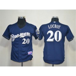 MLB Milwaukee Brewers 20 Jonathan Locroy Blue Cool Base Youth Jersey
