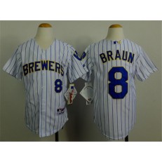 MLB Milwaukee Brewers 8 Ryan Braun White Pinstripe Youth Jersey