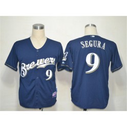 MLB Milwaukee Brewers 9 Jean Segura Dark Blue Cool Base Youth Jersey