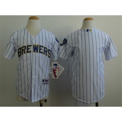 MLB Milwaukee Brewers Blank White Pinstripe Youth Jersey