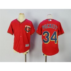 MLB Minnesota Twins 34 Kirby Puckett Red Cool Base Stitched Youth Jersey